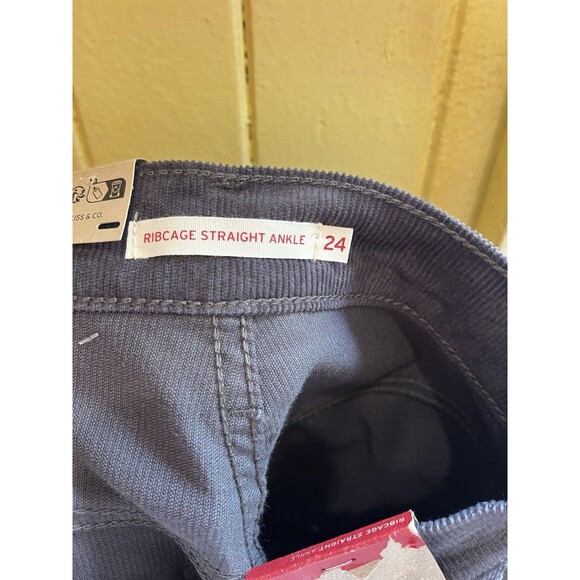 Levi's Ribcage Straight Ankle Jean 24x27 Gray Corduroy High Rise Minimalist New - Picture 9 of 9